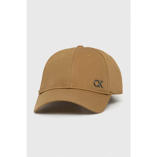 Calvin Klein Bombažna bejzbolska kapa bež barva