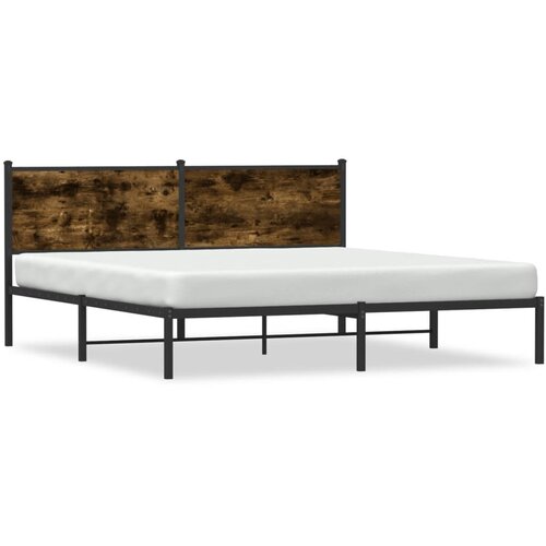 The Living Store Kovinski posteljni okvir brez vzmetnice dimljen hrast 180x200cm - Posteljni Okvir, (21428126) Slike