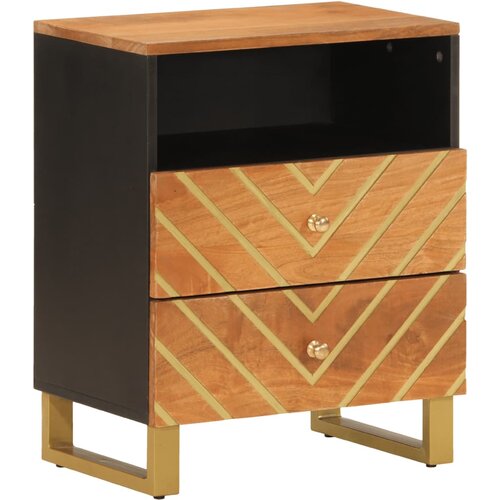 VidaXL Nočna omarica rjava in črna 50x33x60 cm trden mangov les, (20916409) Slike