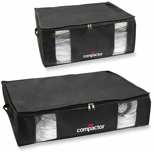 Compactor set od 2 crne kutije za pohranu s vakuumskim poklopcem xxl i large