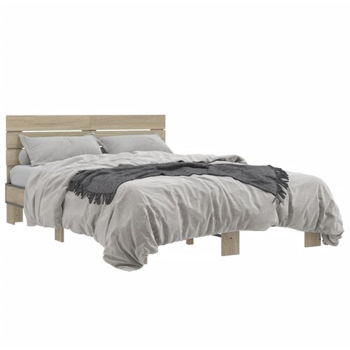 VidaXL Okvir za krevet boja hrasta 140x200cm konstruirano drvo i metal Slike
