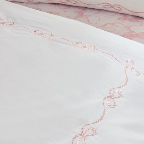 Catherine Lansfield Bela enojna posteljnina 135x200 cm Bow Embroidery &amp;ndash; Slike