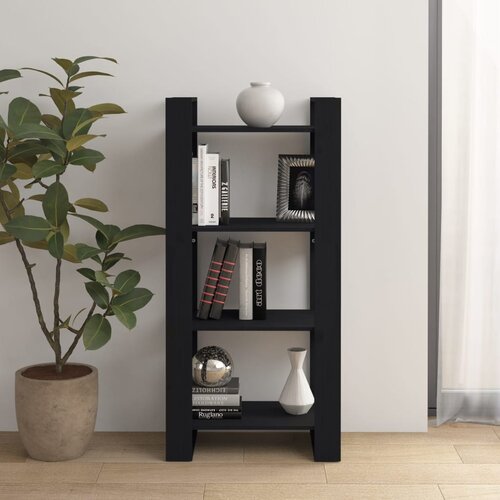 vidaXL knjižna omara/pregrada črna 60x35x125 cm trden les Cene