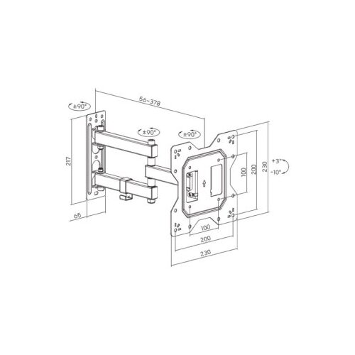 X Wave xstand 23-43 tilt/arm/long nosač za tv/nagib -10°do+3°/ROT 180°/VESA 200X200/30kg/5.6- 37.8cm od zid Cene