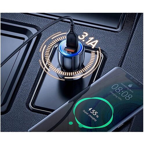  Led 2x usb 3.0 auto punjač za brzo punjenje quickcharge 3.1a uređaja Slike