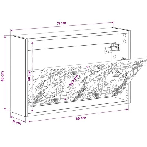  Ormar za cipele na zidu DELFT 71 x 17 x 43 cm Konstruirano drvo - Hrast sonoma Slike