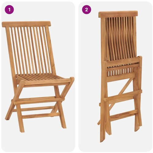 5-dijelni sklopivi vrtni bistro set Prirodna - Okruglo 4 sjedala Bez naslona za ruke Slike