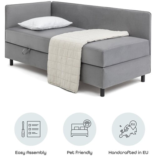 Bonami Selection siva oblazinjena postelja s prostorom za shranjevanje z vzmetnico 120x200 cm avela &amp;ndash; Slike