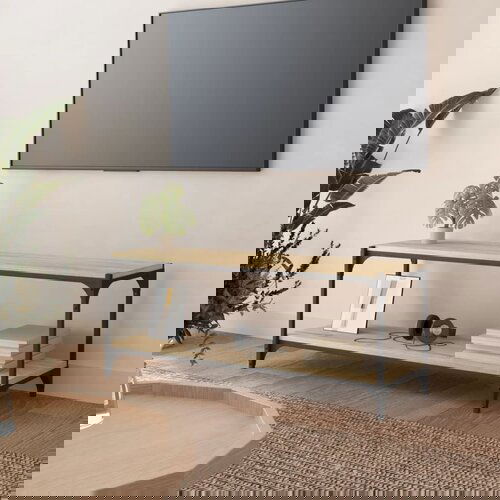 vidaXL TV omarica sonoma hrast 100x33x41 cm inženirski les in jeklo Cene