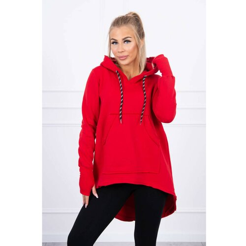 Kesi insulated sweatshirt with longer back and hood red Slike
