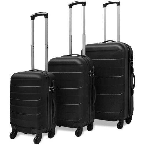  Trodijelni set čvrstih kovčega s kotačima crni 45,5/55/66 cm Slike