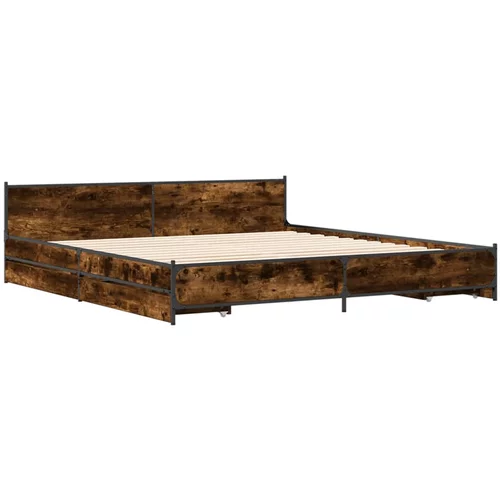 vidaXL Okvir kreveta s ladicama boja hrasta 180x200 cm