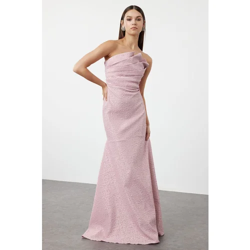 Trendyol Pink Fitted Mermaid Cut Woven Long Elegant Evening Dress