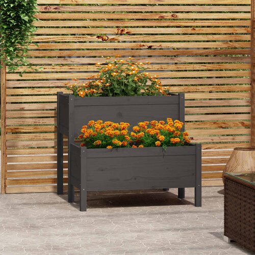 vidaXL Visoka greda siva 84,5x84x75 cm trdna borovina Cene
