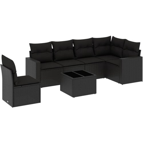 Maison Chic Seti vrtnega pohi&amp;scaron;tva - Vrtna garnitura - Vrtni pohi&amp;scaron;tvo set 7-delna z blazinami črn poli ratan, (21799772) Slike