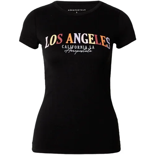 AÉROPOSTALE Majica 'LOS ANGELES CALIFORNIA' svijetložuta / lila / narančasta / crna