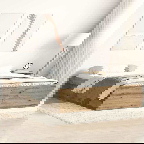 VidaXL Posteljni okvir brez vzmetnice artisian hrast 140x190 cm Slike