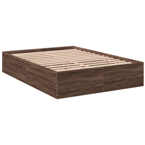 VidaXL Okvir za krevet smeđi hrast 135x190 cm konstruirano drvo Slike