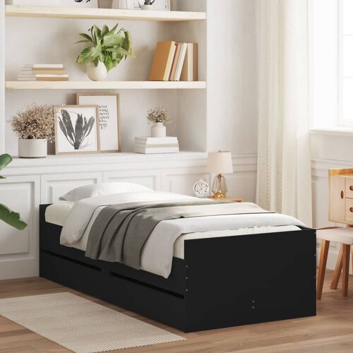 VidaXL Okvir kreveta s ladicama crni 100 x 200 cm Slike