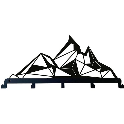 Wallxpert metalni zidni čiviluk 3003, geometrijske planine, 60 x 31 cm, crni Slike