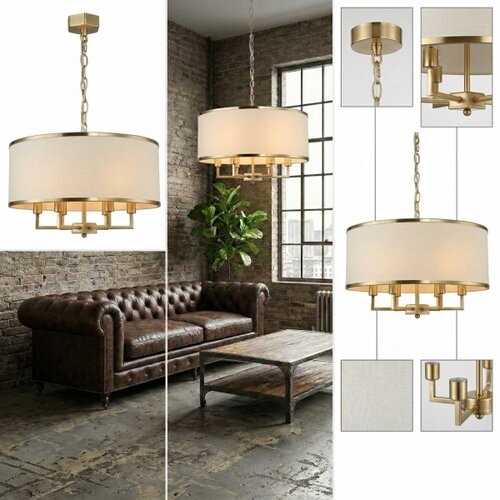 Open Design OR80230 - Luster na lancu CASA 6xE14/15W/230V krem/mesing Slike
