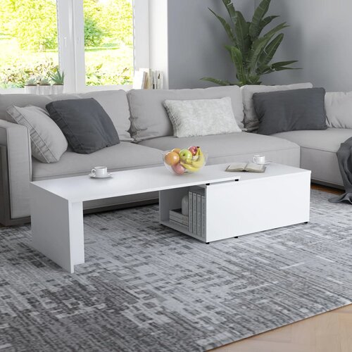 The Living Store Klubska mizica bela 150x50x35 cm iverna plo&amp;scaron;ča - Klubska Mizica, (21574807) Slike