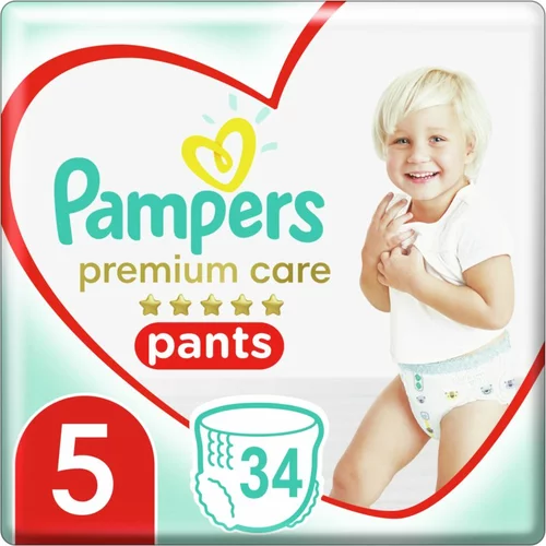 Pampers Premium Care Pants Junior Size 5 hlačne plenice za enkratno uporabo 12-17 kg 34 kos