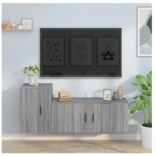  Komplet TV omaric 2-delni siv sonoma inženirski les