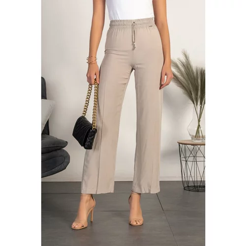 Fenzy elegantne hlače z ravnimi hlačnicami amarga, svetlo sive