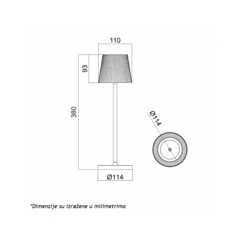 stona lampa punjiva T16011 3W 3000K IP54 krem Slike