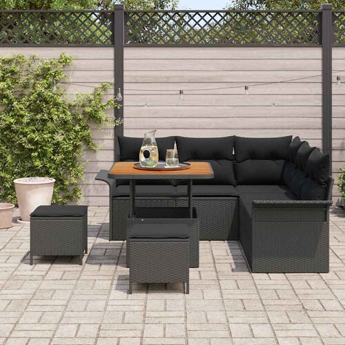 Sjedeća garnitura za vrt 8 kom. 7-Broj sjedala Crna 80 x 80 x 71 cm Slike