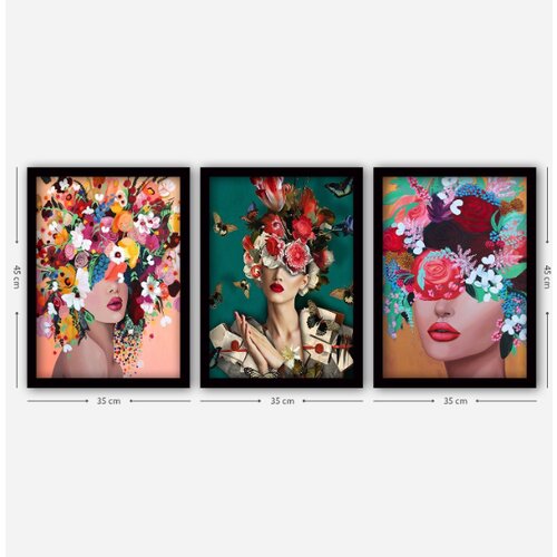  slika sa devojkom i cvećem, 30x45 cm, set sa 3 slike Cene