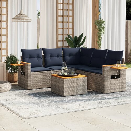 vidaXL 6-dijelni set vrtnih sofa od poliratana s jastucima sivi Cijene