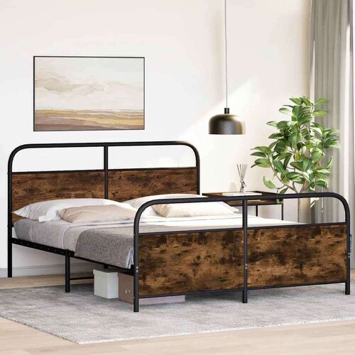 VidaXL Metalni okvir kreveta bez madraca boja hrasta 160x200 cm Slike