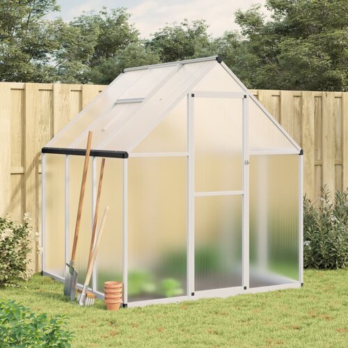 The Living Store Rastlinjak z okvirjem srebrn 169x169x195 cm aluminij - Rastlinjak, (21618291) Cene
