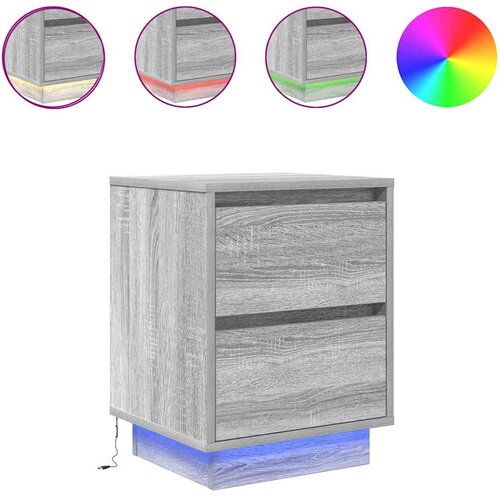 Maison Chic Dvo delni komplet Nočne omarice - Nočne mize z LED svetili Siva Sonoma 38x34x50 cm, (21688164) Slike
