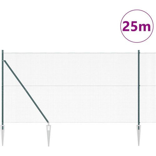VidaXL Zavarena Ograda Žica sa 13 &amp;Scaron;iljastih Stupova Zelena 1.4x25 m Čelik Slike