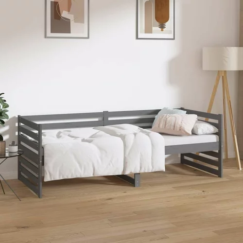  Dnevna postelja siva 80x200 cm trdna borovina, (20684982)
