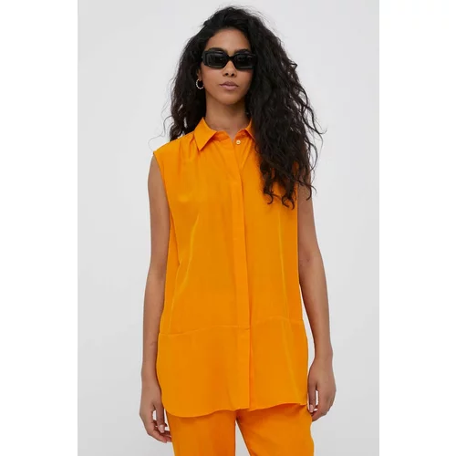 Sisley Košulja za žene, boja: narančasta, relaxed, s klasičnim ovratnikom