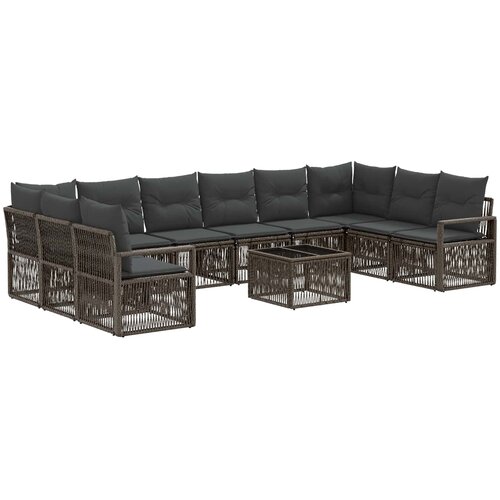 vidaXL Vrtna sedežna garnitura 11 pcs Siva poli ratan, (5000270225) Cene