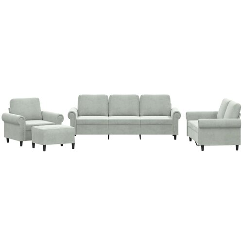 Maison Chic Sedežna garnitura - kavč 4-delna z blazinami svetlo siv žamet, (21728675) Cene