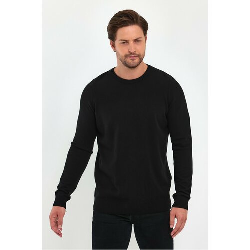 Lafaba Men's Black Crew Neck Basic Knitwear Sweater Slike