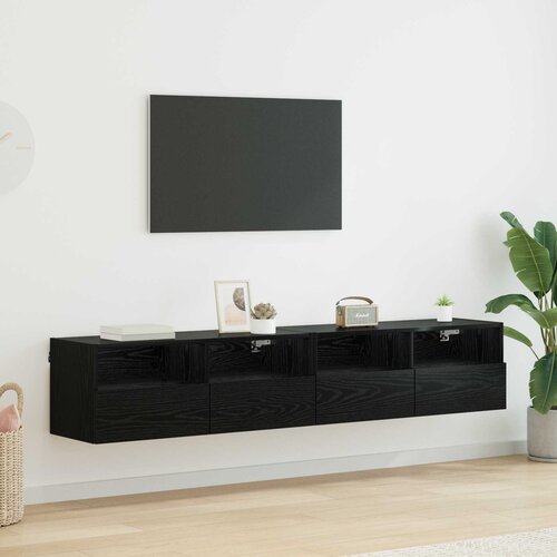TV zidni ormari Zidne 2 pcs Crni hrast 80 x 30 x 30 cm Cene
