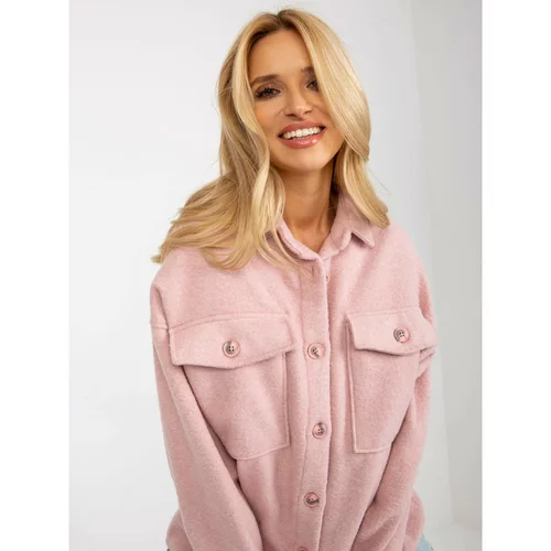 Fashionhunters Pink classic overshirt with pockets