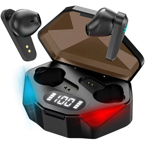 AVIZAR Igralne slušalke RGB Bluetooth 5.2 polnilna škatla LED zaslon model Y-04 - crna, (20731464)