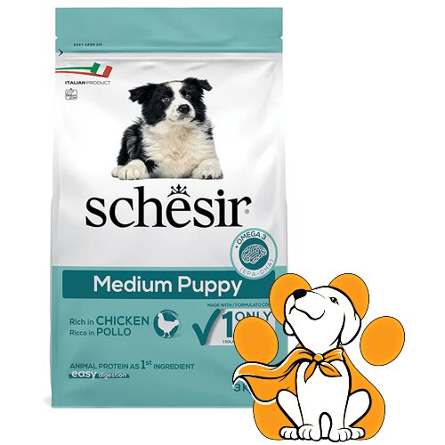 Schesir Dog Medium Puppy, Chicken 3kg, Hrana Za Štence Srednjih Rasa Slike