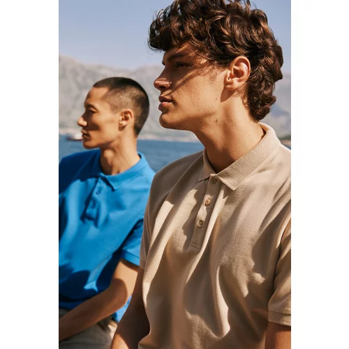 ALTINYILDIZ CLASSICS Men's Safari 100% Cotton Roll-Up Collar Slim Fit Slim Fit Polo Neck Short Sleeved T-Shirt.