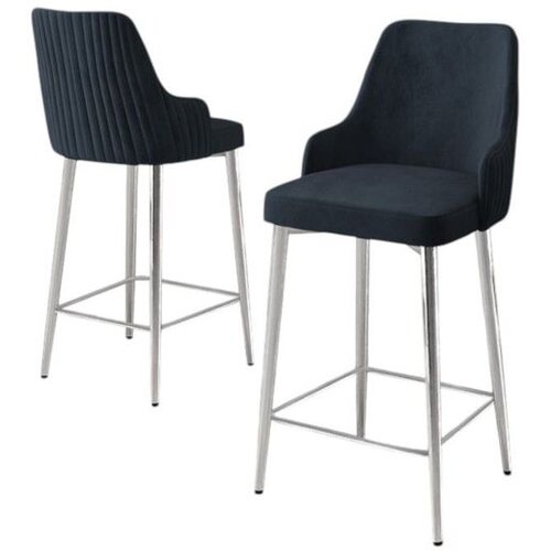 Hanah home set od 4 barskih stolica Tera, antracit tkanina Babyface, hromirane metalne noge Cene