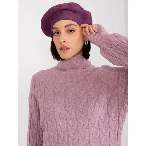 Fashion Hunters Dark purple women's beret with rhinestones