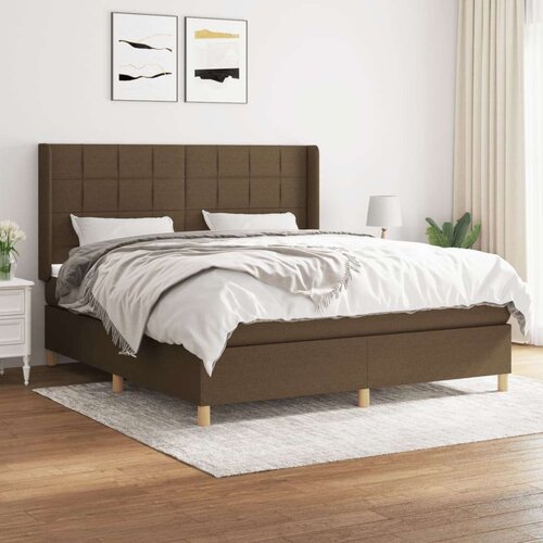  Box spring postelja z vzmetnico temno rjava 160x200 cm blago, (20897270) Cene